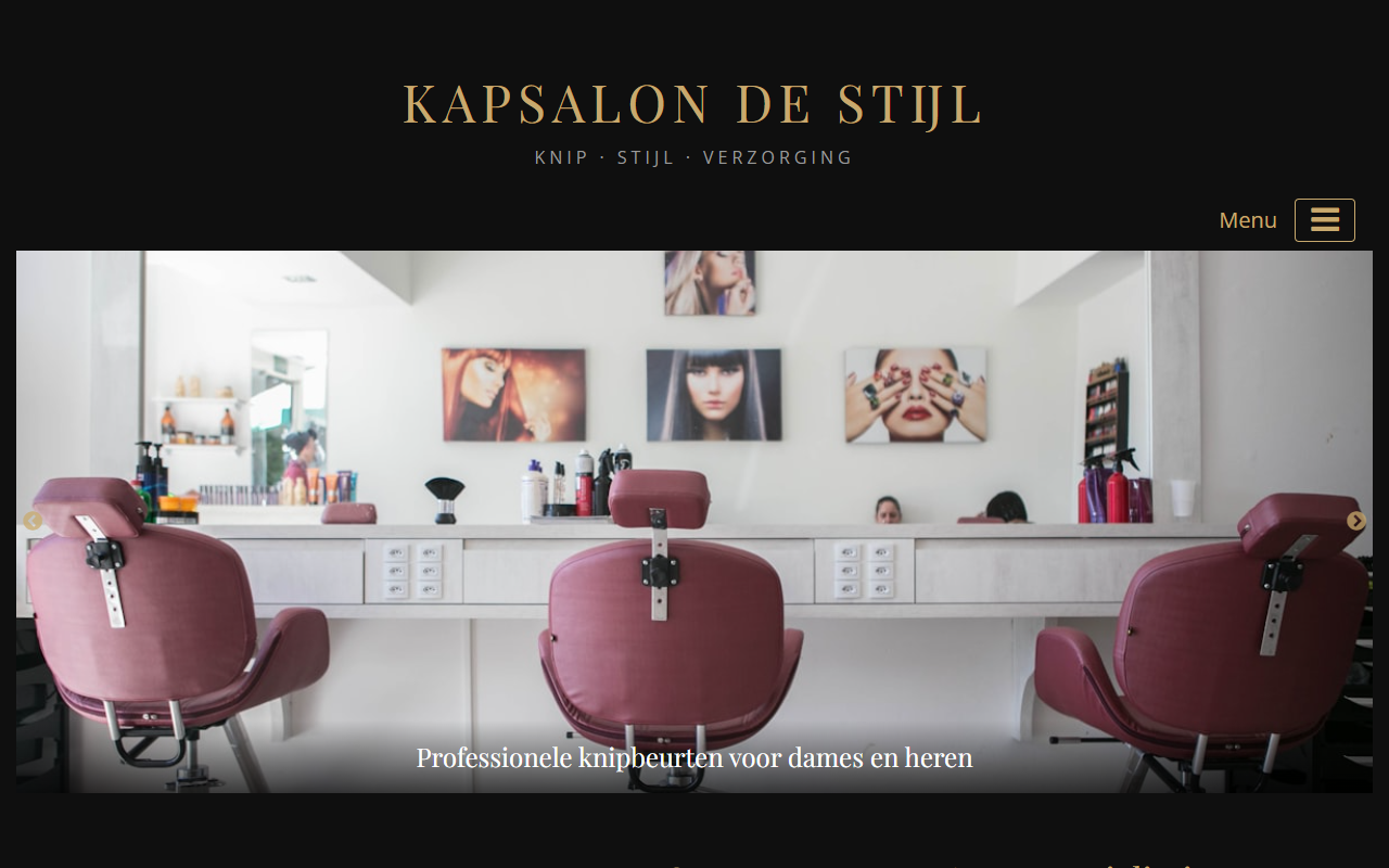 Bekijk de voorbeeldwebsite voor Kapsalon De Stijl